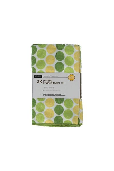 Generic HARMAN 3-Piece Dots Printed Ultra Absorbent Kitchen Towel Set Multicolor 16 x 19inch