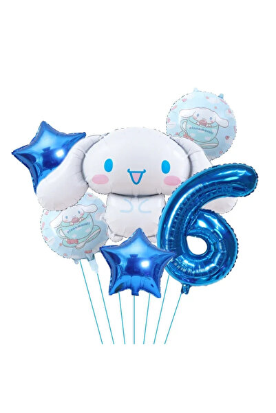 Miniso 6 قطع 6 قطع من بالونات الفويل الكرتونية من Sanrio Kuromi اللطيفة من My Melody Cinnamoroll مقاس 32 بوصة مجموعة أرقام للأطفال