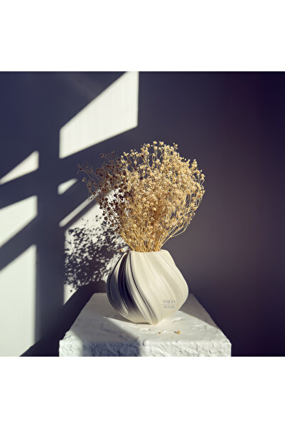 THEIA HOME Seramik Burgulu Bej Renk Vazo