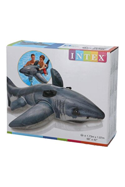Generic INTEX PVC Inflatable Great Shark Ride-On with Sturdy Handles Grey 173 x 107cm