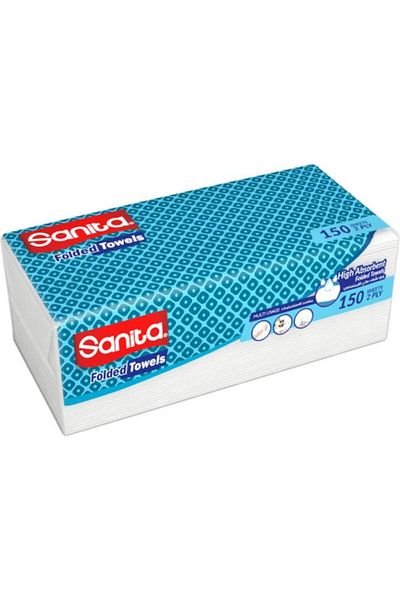Generic Sanita 150-Piece 2-Ply Folded High Absorbent Multipurpose Paper Towel White TS12EB1501R11