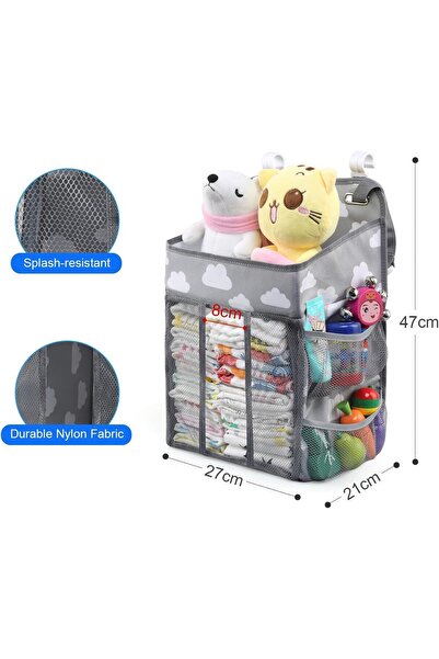 COOYA Baby Hanging Nappy Caddy Bag, With 4 Mesh Side Pockets, 47×27×21cm, for organization