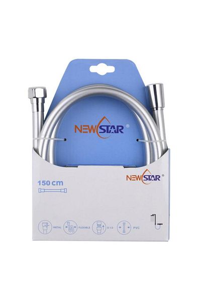 Generic خرطوم دش متين من مادة PVC من NEWSTAR، فضي، 150 سم، NS-PH01
