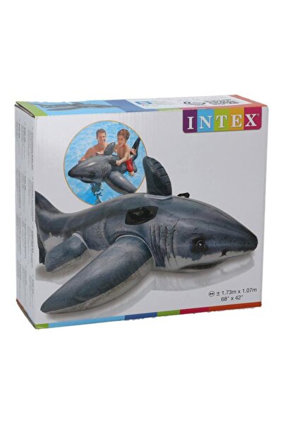 Generic INTEX PVC Inflatable Great Shark Ride-On with Sturdy Handles Grey 173 x 107cm