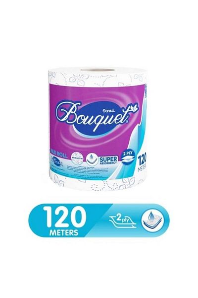 Generic Sanita 2-Ply Bouquet Embossed Pattern Maxi Paper Towel Roll White 120m TM32EP1201R12