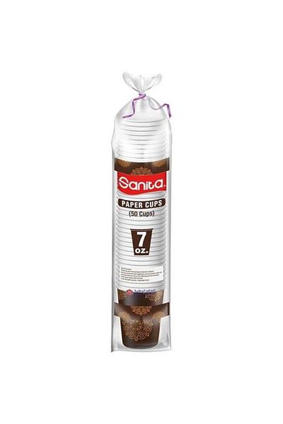 Generic طقم أكواب ورقية للاستخدام مرة واحدة من سانيتا، بني وأبيض، 7 أونصة، CU11RG0750R11