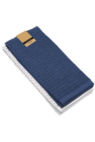 Generic Riviera 2-Piece High Quality Cotton Kitchen Towel Set Blue and White 16 x 28inch R2PC-BLUE-1