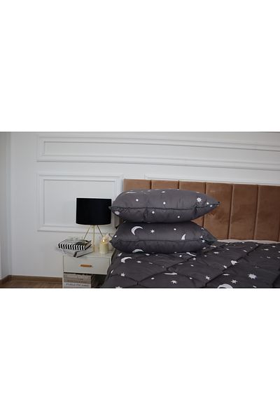 Coneltex "Moon and Stars" quilted pillow Coneltex, 70 x 70 cm, square, siliconized fiber filling, gray