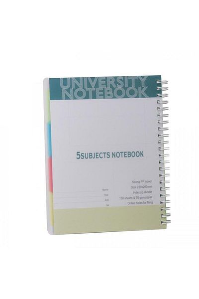 Generic PRIMA 70-GSM 150-Sheets Index Divider A4 Spiral Notebook Assorted Color 220 x 290mm PR-77900