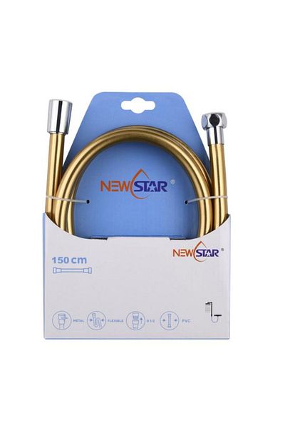 Generic خرطوم دش NEWSTAR PVC بتصميم مرن ومريح باللونين الذهبي والفضي بطول 1.5 متر