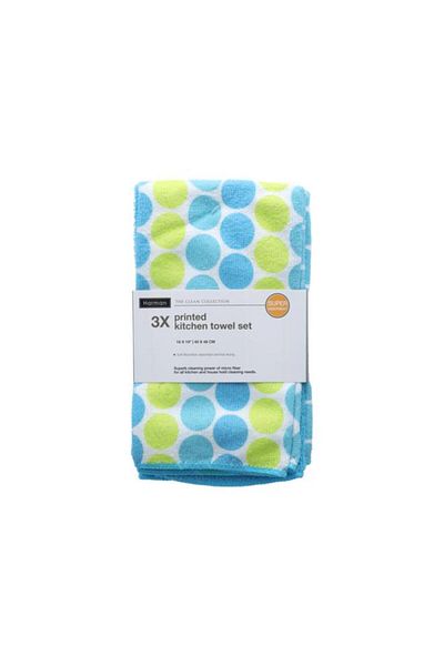 Generic HARMAN 3-Piece Dots Printed Ultra Absorbent Kitchen Towel Set Multicolor 40 x 48cm