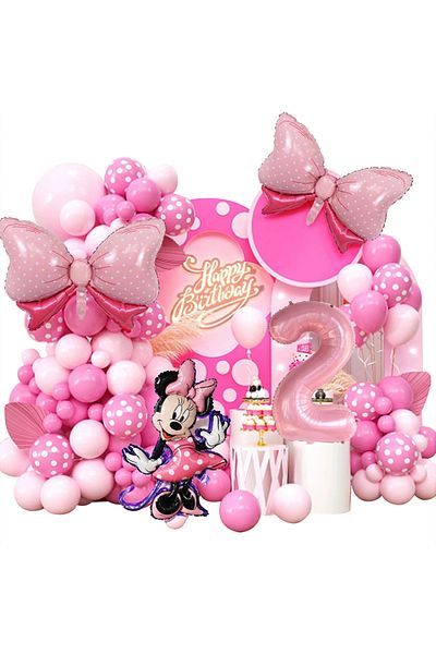 Disney as the picture as the picture 120PCS Minnie Mouse 40 inch Pink Bow Aluminum Mold Balloon Garland Arc