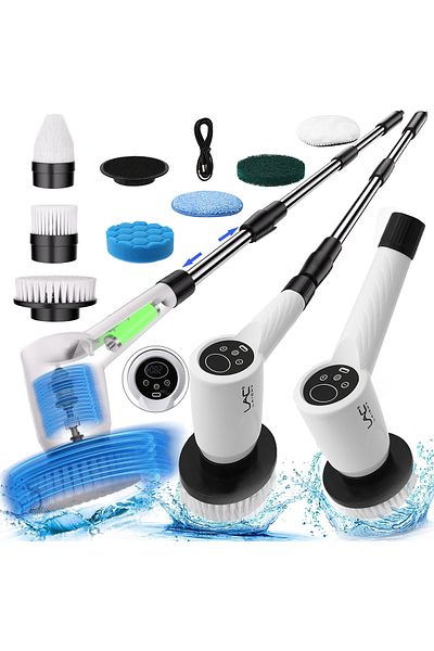 LAC LAICHY Electric Spin Scrubber Rechargeable Cleaning Brush with 7 Replaceable Brush Heads, Cordless