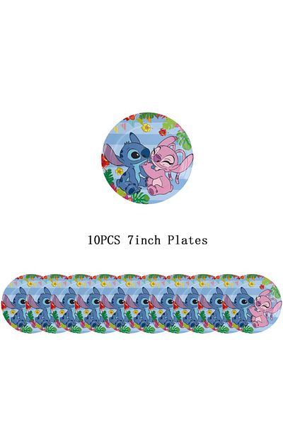 Disney 12INCH 10pcs 7inch plates Disney Stitch Birthday Party Decoration Blue Lilo And Stitch Theme Tablewa