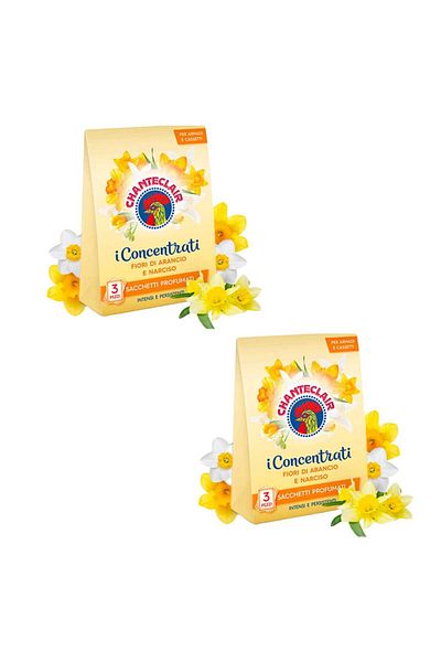 chante clair Pack of 2 x Chanteclair Orange Blossom and Daffodil Scented Sachets, 3 x 12 g