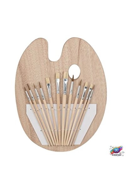 paint world Set 12 Pensule + Paletă din Lemn | ANGMAD