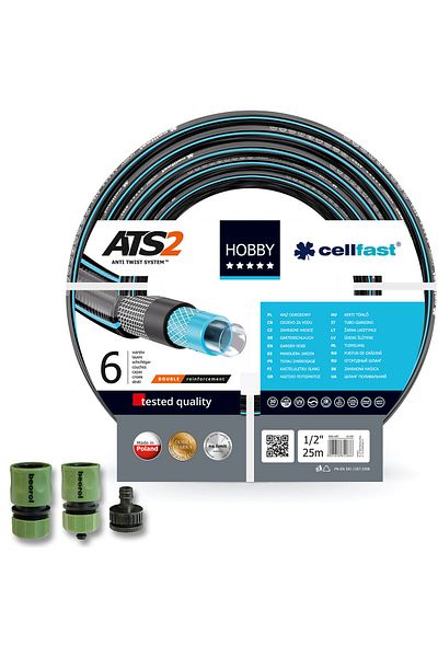 Cellfast Garden Hose, Anti-Kind, 6 Layers, With Accessories, 1/2", 25 M,