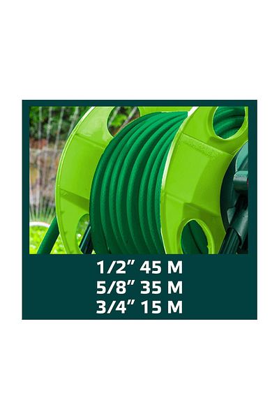 VERTO Reel, Roll, For Garden Hose, 1/2"-45 M, 3/4"-15 M,