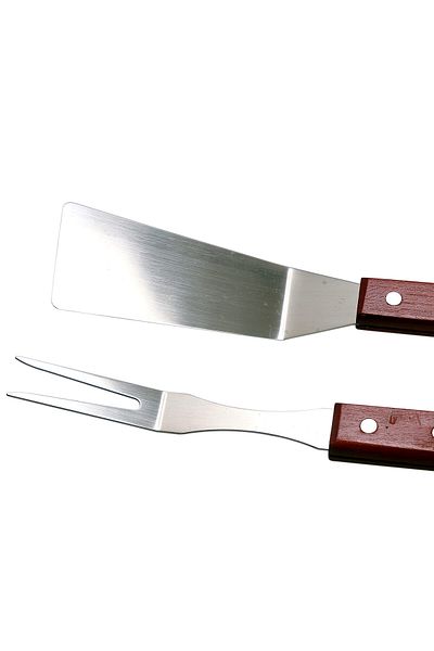 Strend Pro Barbecue utensils, grill, barbecue, stainless steel, wooden handle, set of 3 pieces