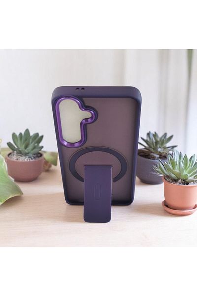 Gtech Husa Flickstand Magsafe, compatibila cu Samsung Galaxy S24 FE, TPU+Policarbonat, Frosted, Mov