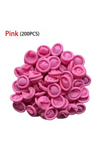 Choice Pink-200PCS 100PCS Multi-color Disposable Finger Cots Anti Slip Latex Powder Free Rolled Edge Finger