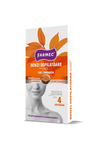 Farmec Depilatory strips for the face with cinnamon, 20 pcs, Farmec