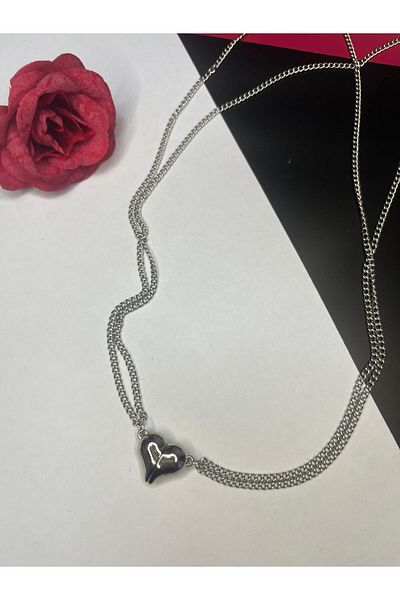 COSİBELLA Magnetic Linking Heart Necklace - Couple Necklace for Loved Friend