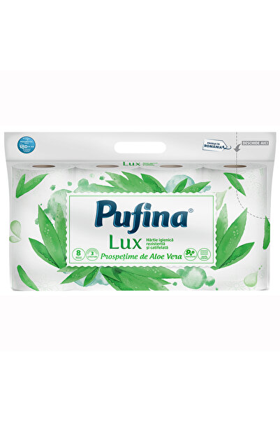PUFINA Hartie igienica Pufina Lux Prospetime de Aloe Vera, 8 role, 3 straturi