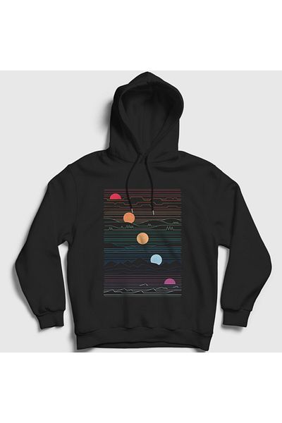 Presmono Унисекс черен суитшърт с качулка Sun Phases 551757tt