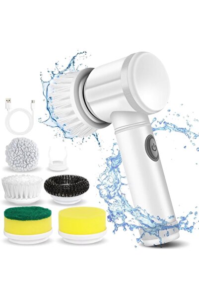 Salestore Rotating electric cleaning brush, 350 RPM, cordless, 5 heads, 100mi...