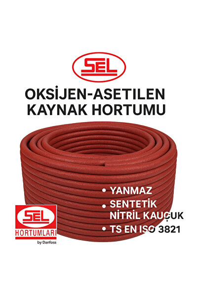 sel hortum Jupiter 5 Metre Kırmızı Kaynak Hortumu 10mm (3/8”) – Yanmaz, TS EN...
