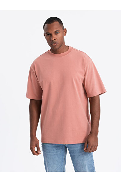 OMBRE Herren T-Shirt LOOSE FIT aus Baumwolle mit Rundhalsausschnitt - rosa V5...