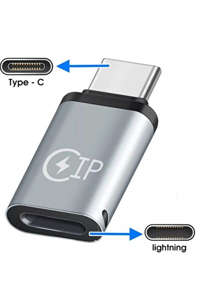 Salestore Lightning to USB-C adapter 2.7cm, gray aluminum, for Apple Samsung Huawei Xiaomi, fast charging