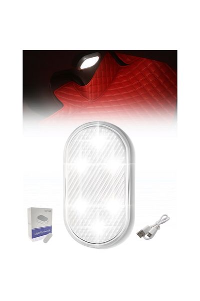 Salestore Mini LED light 5x3cm, USB rechargeable, sensor, adhesive, 120mAh, white ambient, universal use