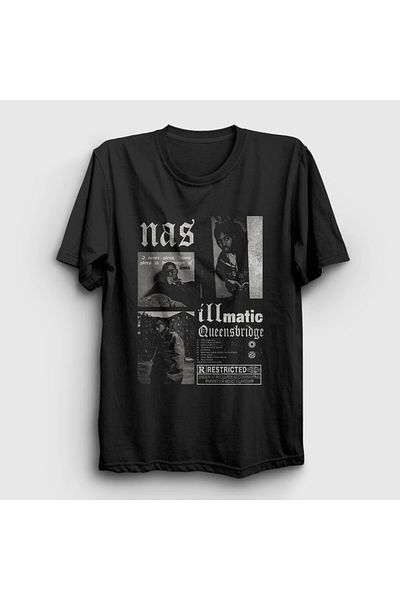 Presmono Унисекс черна тениска Illmatic Nasir Jones Nas 549093tt