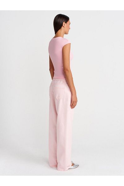 Coral Lace Belted Gabardine Trousers Pink