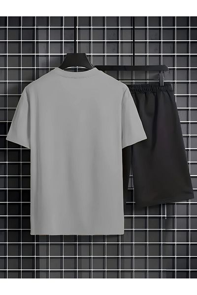 PENTHİLUS Men's 2-Piece Suit, Comfortable Round Neck Short Sleeve T-Shirt and Shorts, Polyester