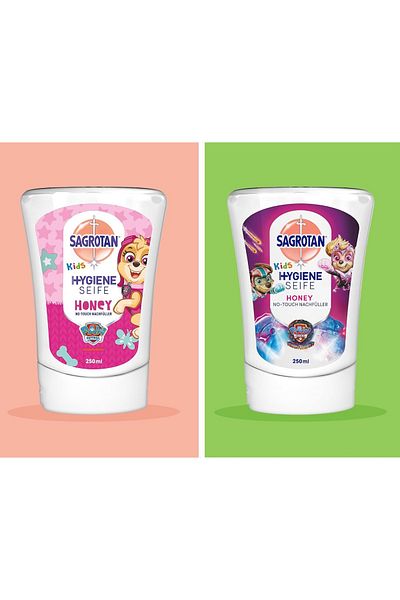 Dettol Set of 5 x Sagrotan Kids No Touch antibacterial liquid soap refill with Honey for the automatic dispenser
