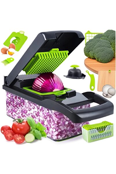 Arabest Multifunctional vegetable chopper, 8 blades, with container and lid, multifunctional