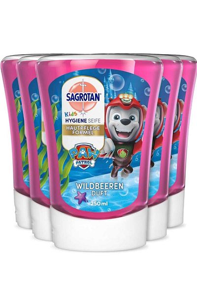 Dettol Set of 5 x Sagrotan Kids No Touch antibacterial liquid soap refill with berries