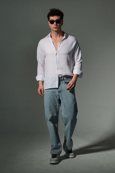 Domoda "100% Cotton Jean Fabric Straight Leg Casual Baggy Men's Pants @Mantova
