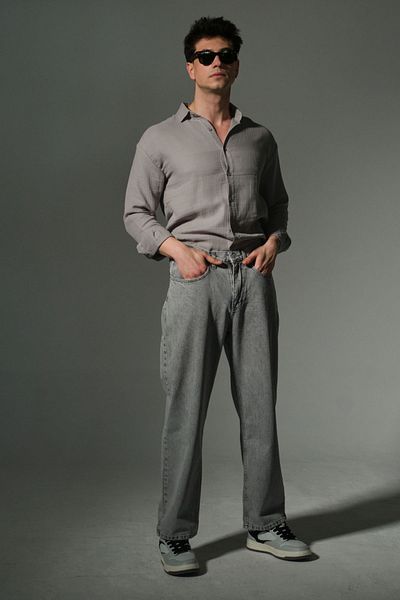 Domoda "100% Cotton Jean Fabric Straight Leg Casual Baggy Men's Pants @Mantova
