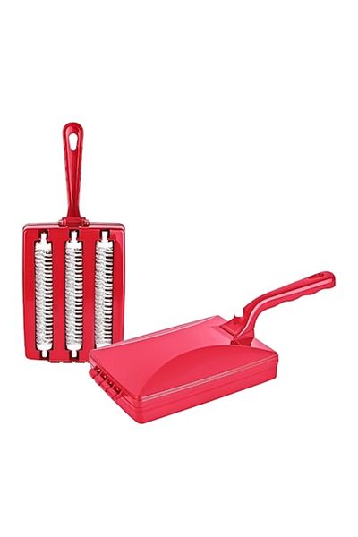 ABYZ Carpet brush, 3 wheels, simple model, removable handle, 16 x 12 cm, red color