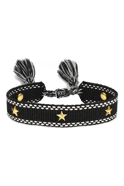 Tessero Women's hand-woven textile bracelet, adjustable on a string, star-shaped pattern, Tessero,