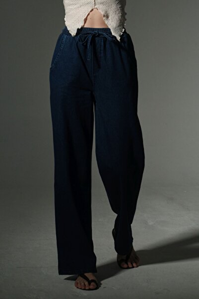 Maule Elastic Waist, Relaxed Fit, 100% Cotton Jean Women's Palazzo Pants @Aveiro