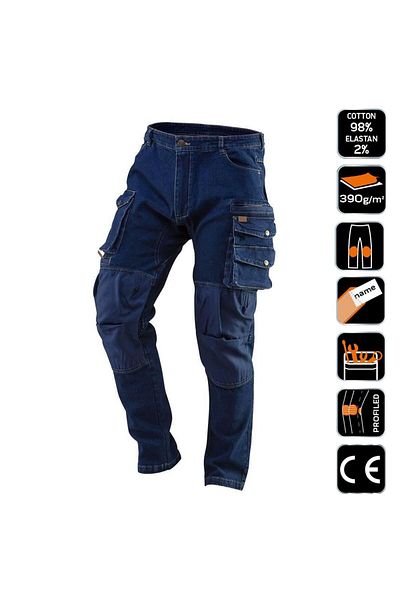 NEO Pantaloni De Lucru Tip Blugi, Cu Intariri Pentru Genunchi, Model Denim, Marimea Xs/46,