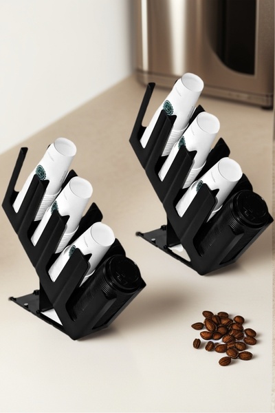 COOYA 2 Pack Paper Cup and Lid Holder,with 4 Compartments for Coffee Station Bar Restaurant Office