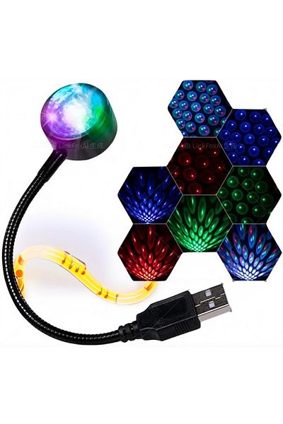 fulina USB Projector Night Light, Adjustable Atmosphere Interior Car Lights, Widely Use,Easy to Install