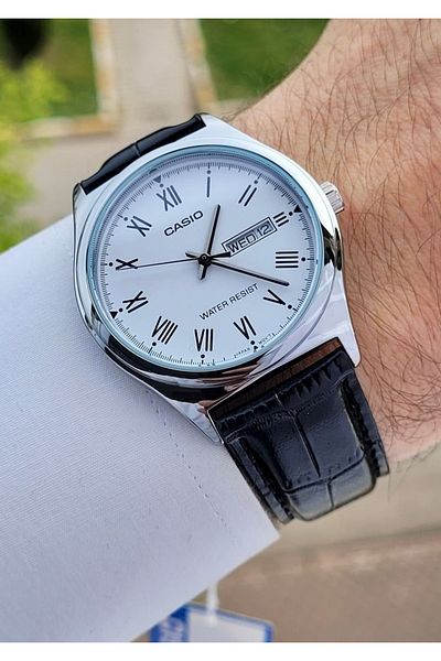 Caslo Classic, elegant, men's leather watch from Casio