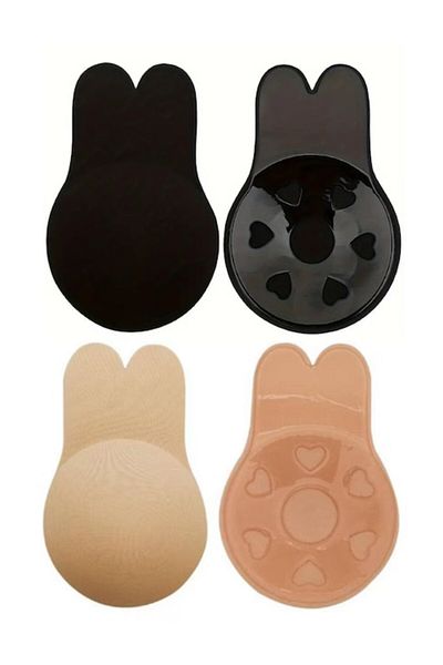 Urban Trends Set of 2 URBAN TRENDS® Premium Invisible Bras With Self-Adhesive Silicone, Push-Up Effect, Strapless